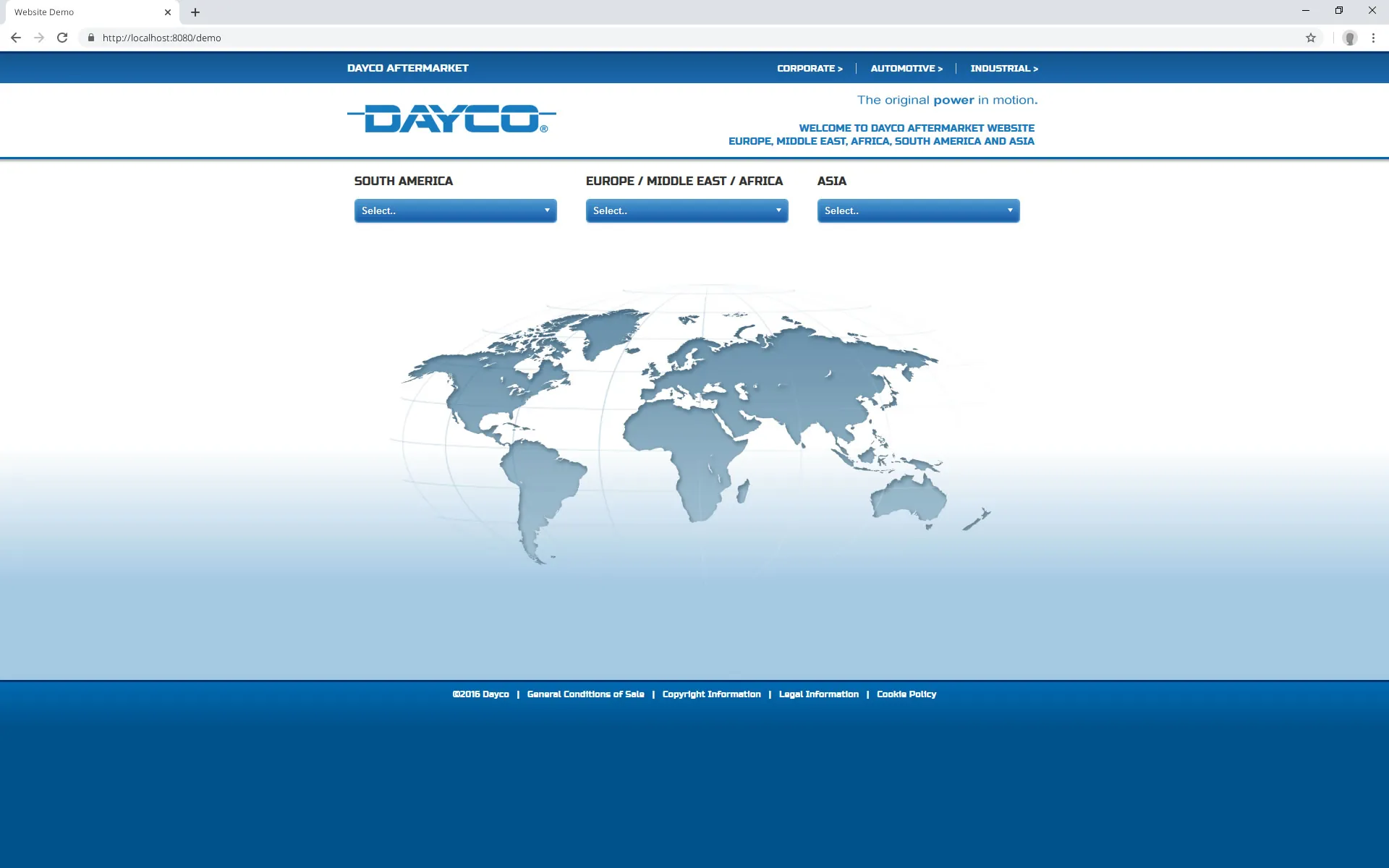 Dayco Aftermarket Website (2016): landing